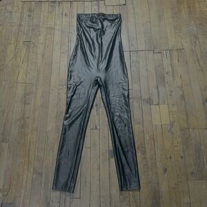 Fashion Nova High Waisted Leggings Women's L Black Faux Leather Slim Fit Pull On